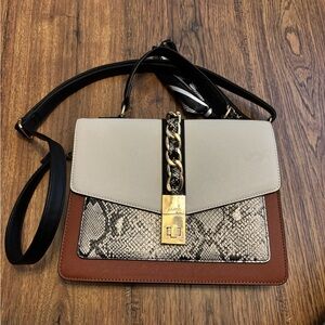 Aldo Black and Brown Snake Print Shoulder Bag